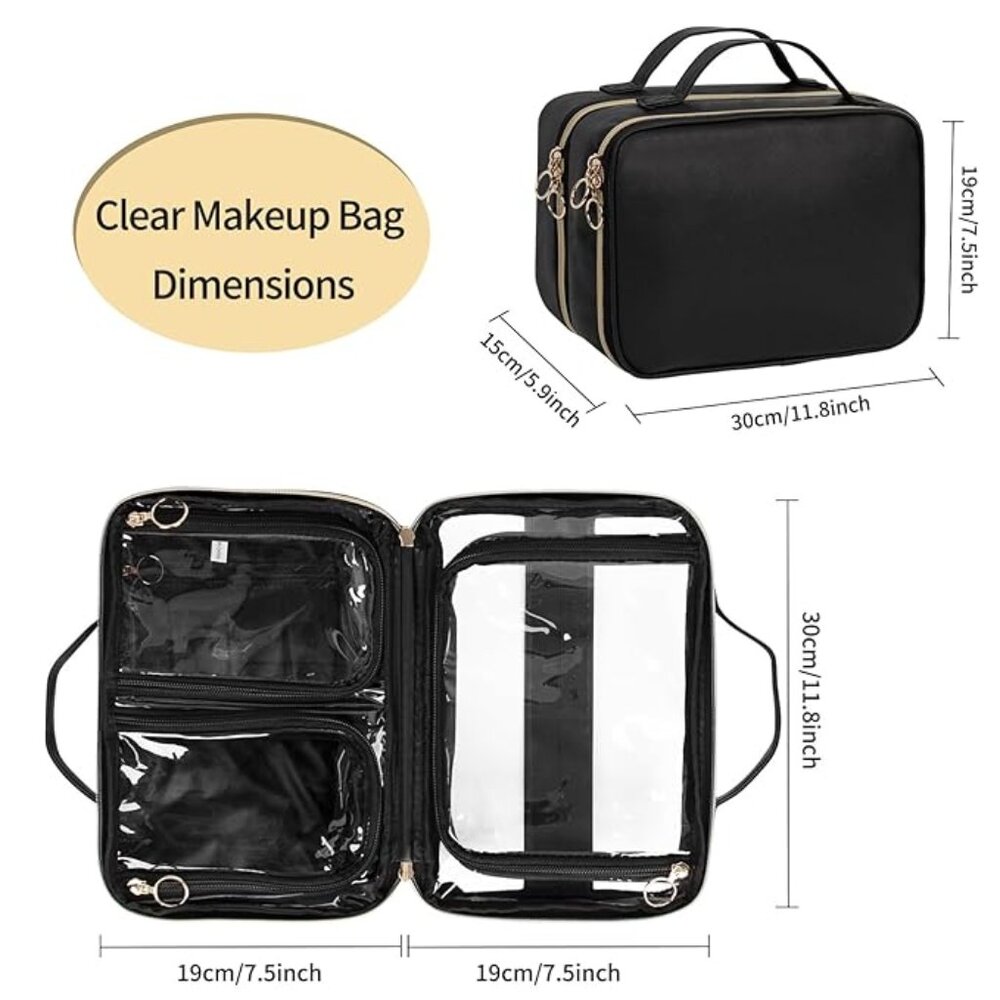 NWT OCHEAL Makeup Bag Organizer, Double Layer Cosmetic Bag, Large Capacity
